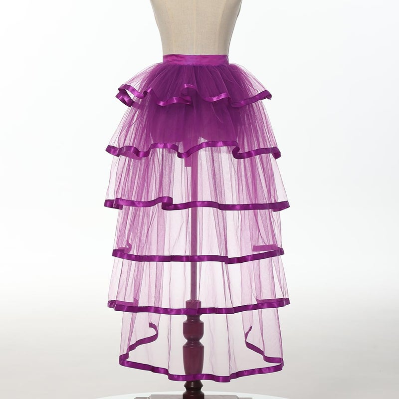 GRACEART Steampunk Sparkle Sequin Tulle Tutu Bustle Skirts 6 Layer Overskirt Tie-on Belt - Image 5
