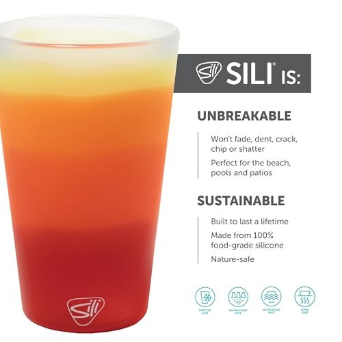 Silipint 16oz Silicone Pint Glass – Unbreakable BPA-Free Reusable Silicone Drinking Cup – Flexible Dishwasher Microwave & Freezer Safe – Stemless Glass for Water Coffee Smoothies (Marigold) - Image 2