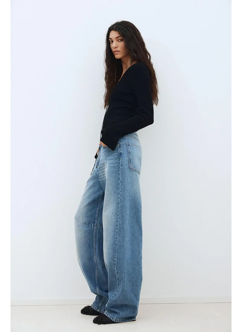 H&M Lacing-detail rib-knit top