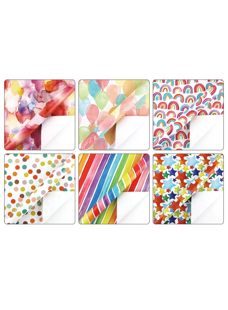 PAPERSAY 6 Sheets Gift Wrapping Paper With Accessories,Holiday Gift Wrapping Paper,Birthday Gift Box Gift Wrapping DIY, Gift Wrapping Paper for Birthday, Holiday, Wedding, Party,Kids Gift Wrapping (70cmX50cm) - Image 2