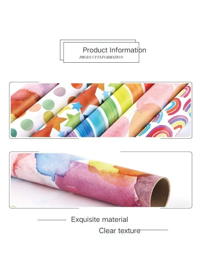 PAPERSAY 6 Sheets Gift Wrapping Paper With Accessories,Holiday Gift Wrapping Paper,Birthday Gift Box Gift Wrapping DIY, Gift Wrapping Paper for Birthday, Holiday, Wedding, Party,Kids Gift Wrapping (70cmX50cm) - Image 4