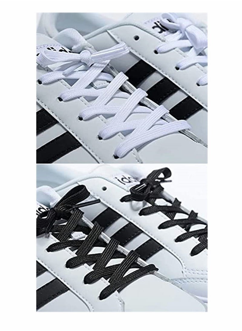 Captaintech Flat Shoelace, 4 Pair Wide Flat Athletic Shoelaces in Black and White for Sneakers and Shoes(2 Pairs Black and 2 Pairs White 160 cm/63 inches Long)  - Image 2