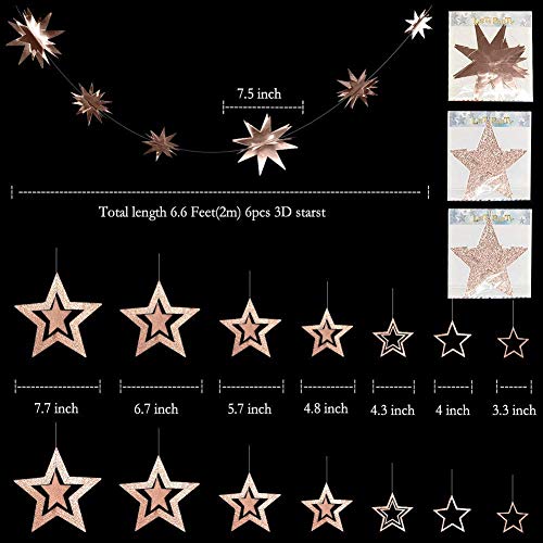 Decor365 Champagne Gold Star Garlands Hanging Twinkle Little Star Decorations Gold Party Supplies Baby Shower Birthday New Year Eve Graduation Christmas Ramadan Bridal Bachelorette Galaxy Theme - Image 4