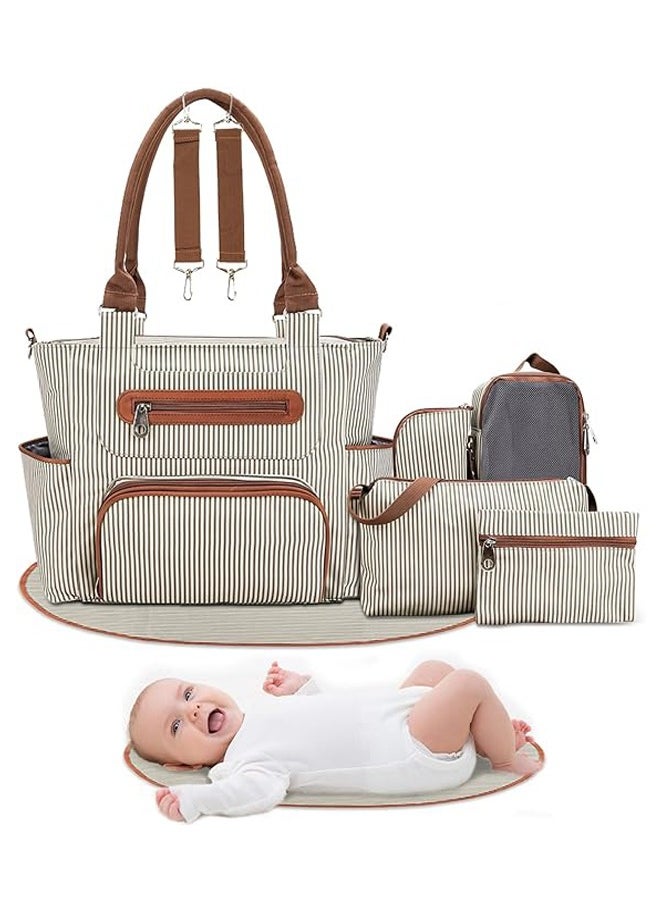 LO.BABY.VE 6pcs Diaper Tote Set, Baby Essentials with Multifunctional Diaper Bags, Bottle & Mesh Bag  - Image 1