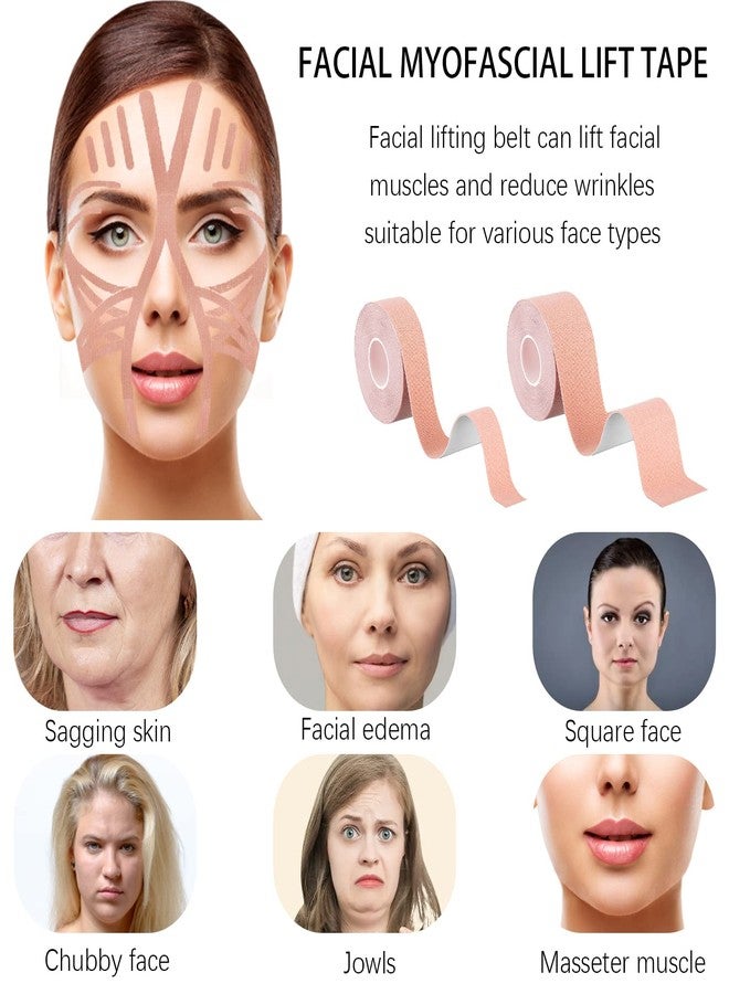 Jolbndcv 2 Rolls Face Tape Facial Myofascial Lift Tape Anti Wrinkle Patches Face Toning Belts Freeze Stickers Neck Lift Tape for Firming And Tightening Skin（2.5cm*5m&3.8cm*5m） - Image 3