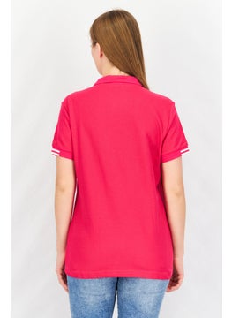 Aigle Women Spread Collar Short Sleeve Embroidered Polo Shirt, Fuchsia Pink  - Image 2