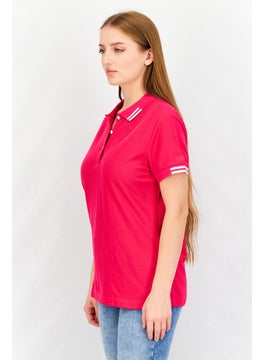 Aigle Women Spread Collar Short Sleeve Embroidered Polo Shirt, Fuchsia Pink  - Image 4