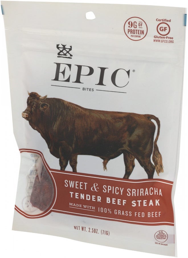 EPIC Sriracha Beef Bites, Grass-Fed, Whole30, 2.5oz