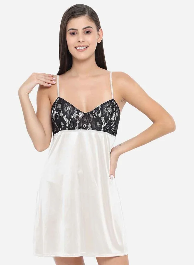 Take Two Lace Insert V Neck Strappy Babydoll By Klamotten