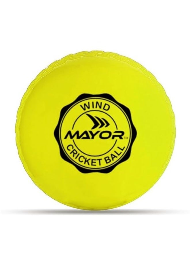 مايور مجموعة من 5 كرات كريكيت مطاطية مقاومة للرياح من مايور - كرة واحدة، لون أصفر | كرات كريكيت شوارع متينة للاستخدام الداخلي والخارجي - Image 2