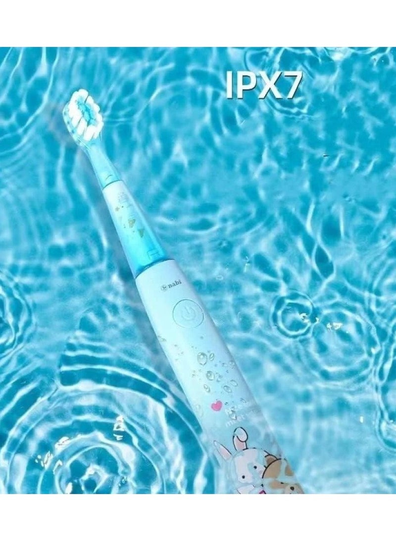 دينكس فرشاة اسنان كهربائية للاطفال قابلة لاعادة الشحن بشعيرات ناعمة سهلة التنظيف ومؤقت دقيقتين ومقاومة للماء DX3704) IPX7) - ازرق - Image 5