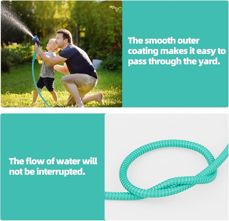 SPECILITE 25ft 304 Stainless Steel Garden Hose Metal, Heavy Duty Water Pipe with Nozzles for Yard, Outdoor - Flexible, Never Kink & Tangle, Puncture Resistant (Aqua) - Image 4
