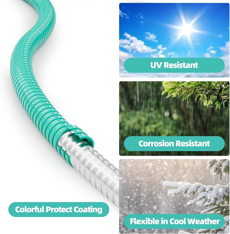 SPECILITE 25ft 304 Stainless Steel Garden Hose Metal, Heavy Duty Water Pipe with Nozzles for Yard, Outdoor - Flexible, Never Kink & Tangle, Puncture Resistant (Aqua) - Image 2