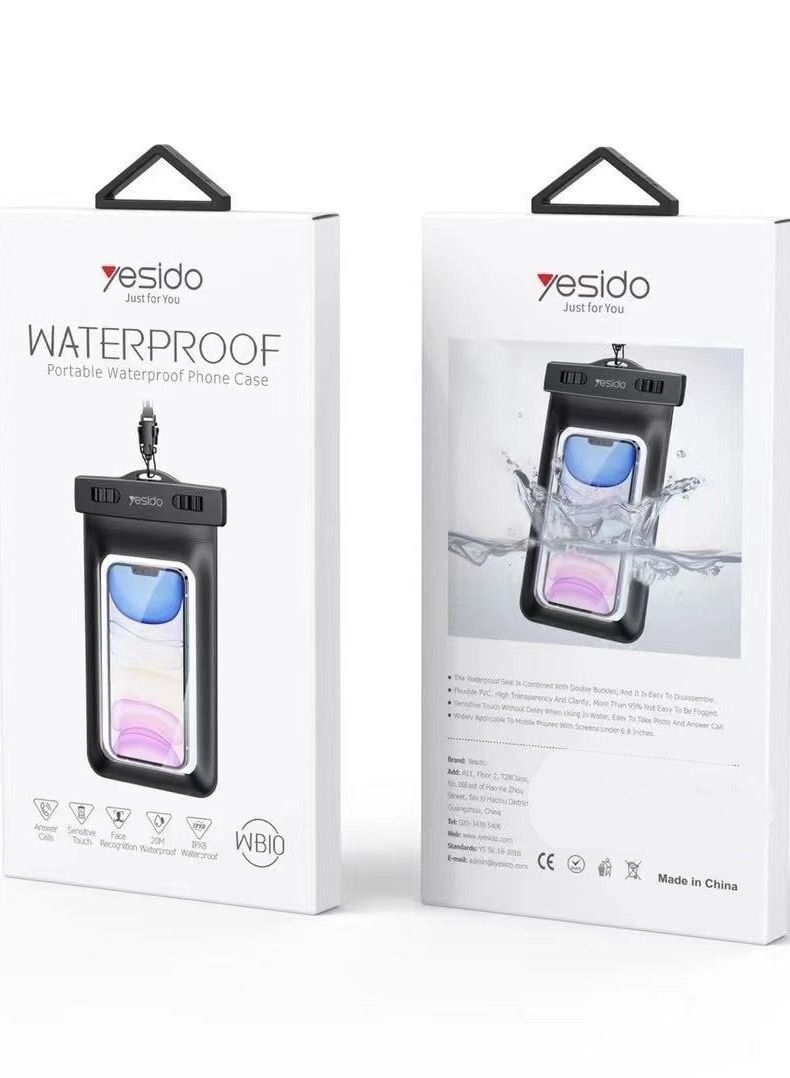 Yesido Yesido Portable Waterproof phone case Touch Screen Cellphone Pouch Dry Bag Compatible with iPhone and Samsung Black for Diving Bathing Photography under Water 