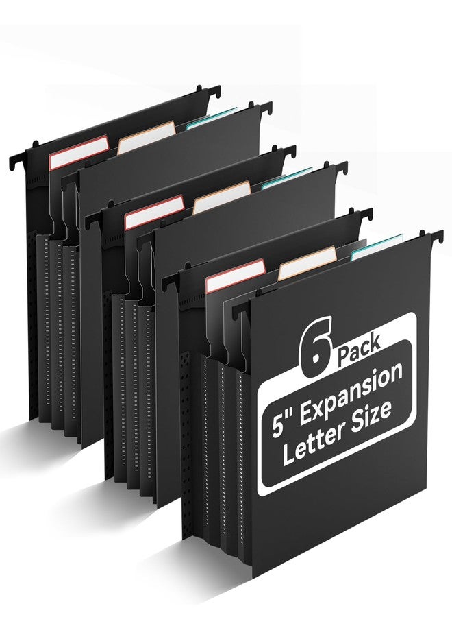 ANSOOK Hanging File Folder Letter Size,6 Packs Extra Capacity Hanging File Folders with Tabs,5" Expanding Plastic Hang Folder,Accordion File Organizers,File Cabinet Folders for for File Frame & Box - Image 1