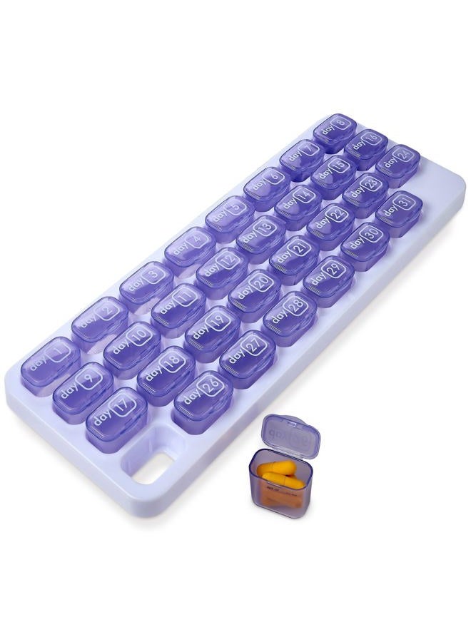 MEDca Monthly Pill Organizer - 31 Day Pill Organizer with Large Removable Medication Pods, Portable Pill Case Box and Holder for Daily Medicine and Vitamins for Travel, Purple - Image 1