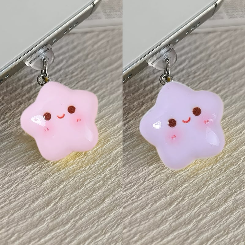 2pcs Cute Chubby Star Phone Dust Plugs Compatible With Type C Pink Purple Universal Dust Protection Stoppers - Image 4