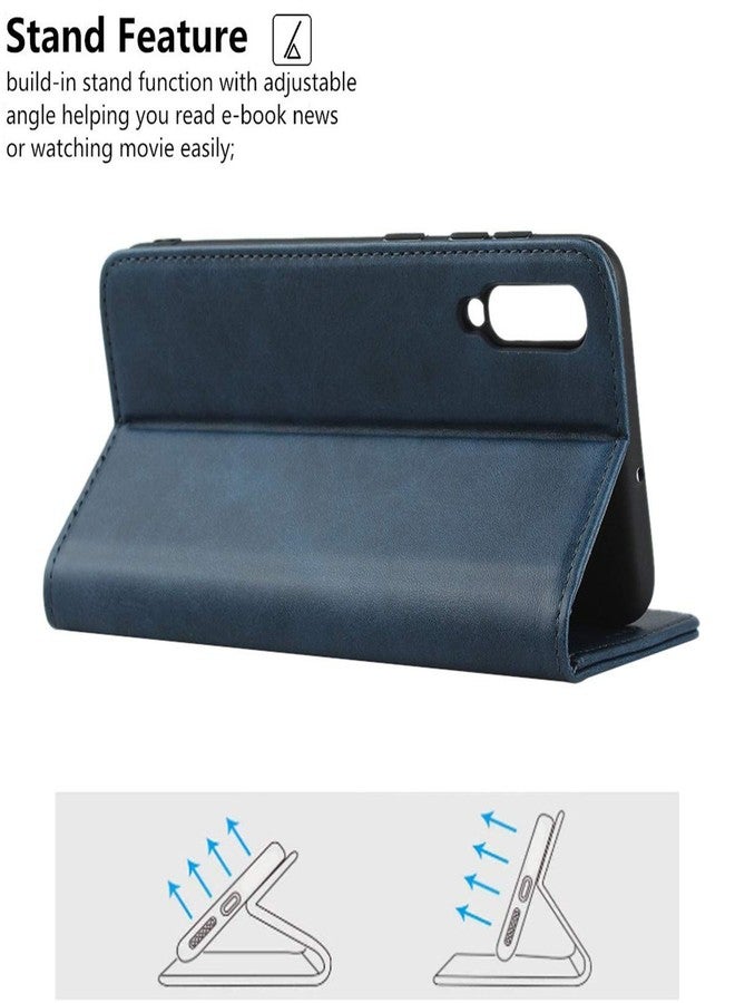 iCoverCase for Samsung Galaxy A50 Wallet Case, Premium PU Magnetic Leather Card Slots Holder Carry Kickstand Feature Flip Cover Case for Galaxy A50 (Navy Blue) - Image 5