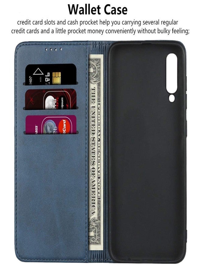iCoverCase for Samsung Galaxy A50 Wallet Case, Premium PU Magnetic Leather Card Slots Holder Carry Kickstand Feature Flip Cover Case for Galaxy A50 (Navy Blue) - Image 4