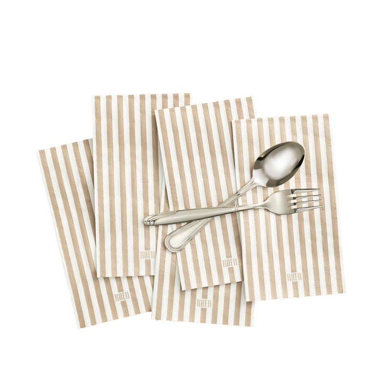 Khen Khen 100-Count Luxury Disposable Napkins  European Stripes Design - 2-Ply Tableware  Linen-Feel Paper Guest Towels Elegant Soft & Absorbent Hand Towel  Party Napkin Placemats  15.75""x13"" - Silver Grey  - Image 1