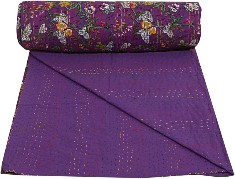 BOHEKANT Handicraft Cotton Handmade Kantha Kantha Quilt Kantha Bed Cover Bedspread Kantha Blanket Throw01 Queen 90x108 inches Double Bed - Image 3