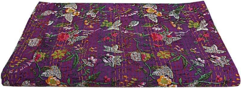 BOHEKANT Handicraft Cotton Handmade Kantha Kantha Quilt Kantha Bed Cover Bedspread Kantha Blanket Throw01 Queen 90x108 inches Double Bed - Image 2