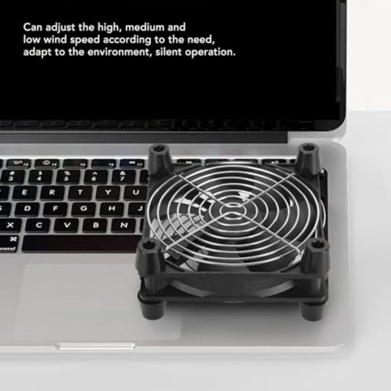 مروحة تبريد لعلبة الكمبيوتر، 140 مم تعمل بمنفذ USB، 3 سرعات تشغيل صامت تصل إلى 2800 دورة في الدقيقة، بلاستيك أسود، محمول للكمبيوتر اللوحي، مستقبل التلفزيون، جهاز التوجيه، DVR، PS، خزانة الكمبيوتر - Image 3