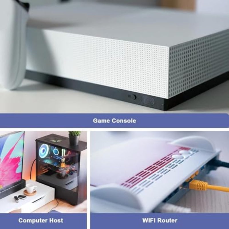 مروحة تبريد لعلبة الكمبيوتر، 140 مم تعمل بمنفذ USB، 3 سرعات تشغيل صامت تصل إلى 2800 دورة في الدقيقة، بلاستيك أسود، محمول للكمبيوتر اللوحي، مستقبل التلفزيون، جهاز التوجيه، DVR، PS، خزانة الكمبيوتر - Image 5