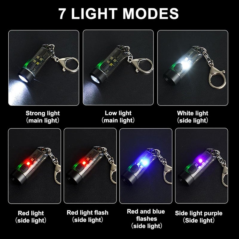 Siuyiu Keychain Flashlight, 80 Lumens LED Rechargeable Torch with 7 Modes, Portable Mini Light for Hiking and Camping - Image 4