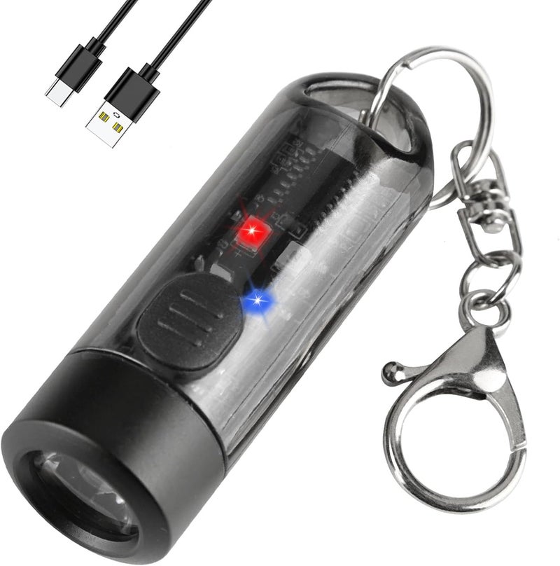 Siuyiu Keychain Flashlight, 80 Lumens LED Rechargeable Torch with 7 Modes, Portable Mini Light for Hiking and Camping - Image 1