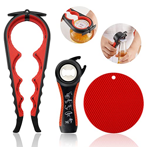 HUMANFUN Jar Opener for Weak Hands, Seniors with Arthritis, 5 in 1 Multi Function Bottle Opener Lid Opener For Arthritic Hands with Non Slip Rubber Jar opener Gripper Pad - Image 1