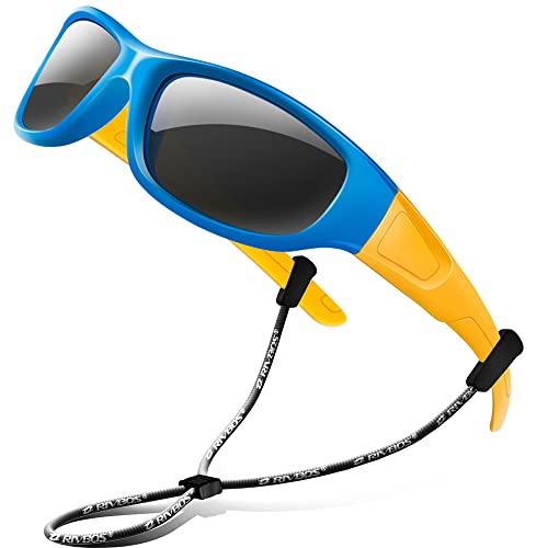RIVBOS Rubber Kids Polarized Sunglasses With Strap Glasses Shades for Boys Girls Baby and Children Age 3-10 RBK037 - Image 1