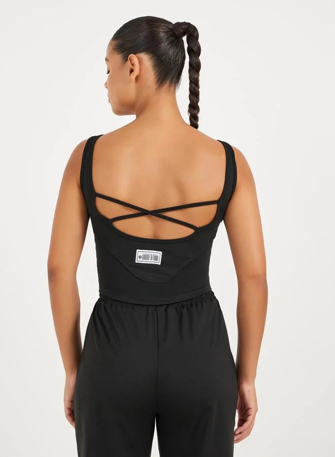 ستايلي Gymspire Edition - Label Cross Back Longline Sports Bra