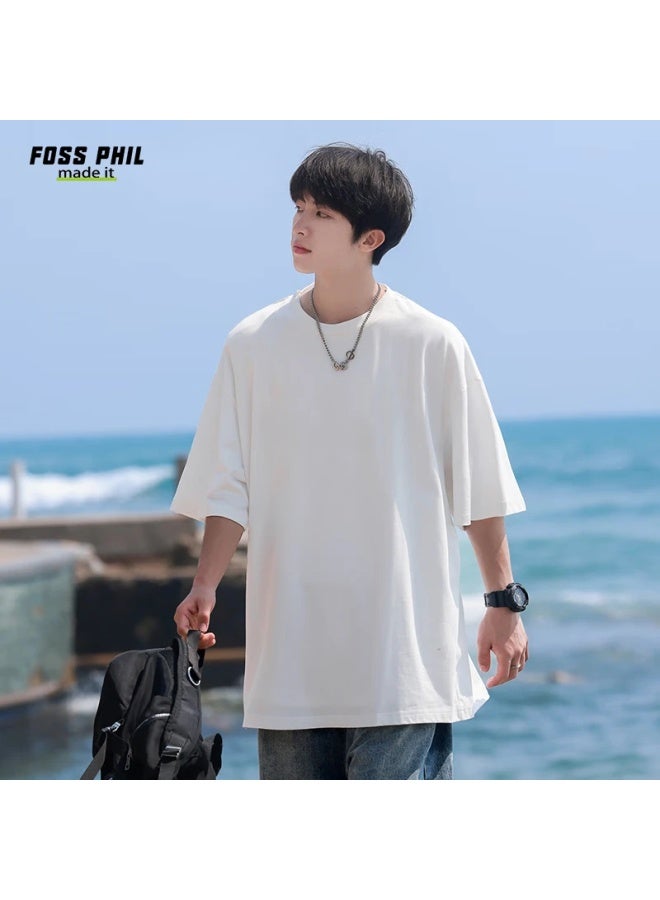 Foss Phil & Popeye Co-branded Short Sleeve Men's And Women's Summer American Style Loose Cotton T-shirt Top F0011 White XL - Image 3