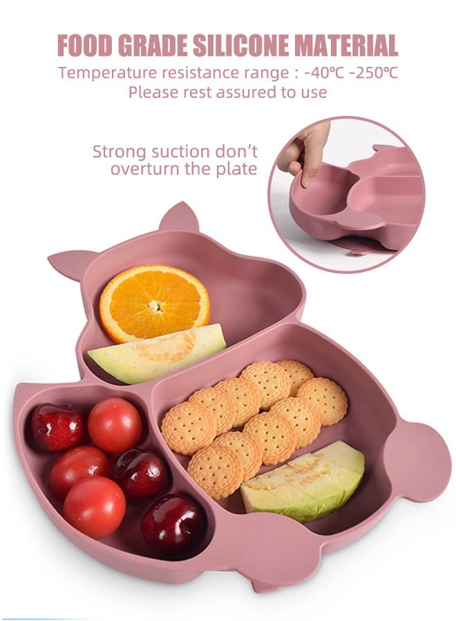Set of 8 Baby Feeding Set Silicone Baby Tableware Set Non-Slip Self Feeding Utensils for Toddlers (Pink)
