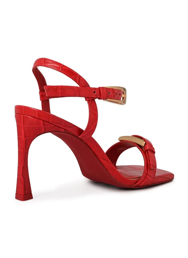 Carmen Steffens  Red Ruby Sandal with Golden Buckle for Women | Best Price UAE