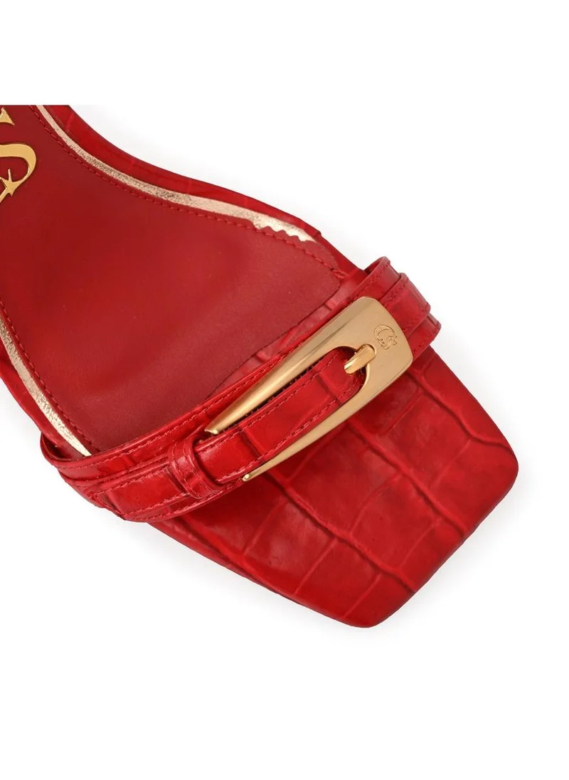 Carmen Steffens  Red Ruby Sandal with Golden Buckle for Women | Best Price UAE