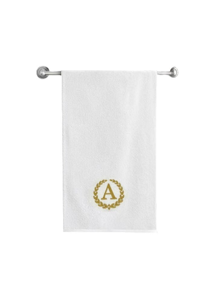 BYFT Embroidered For You (White) Luxury Monogrammed Bath Towel (70 x 140 Cm-Set of 1) 100% cotton, Highly Absorbent and Quick dry Bath Linen-600 Gsm (Golden Letter A) - Image 3