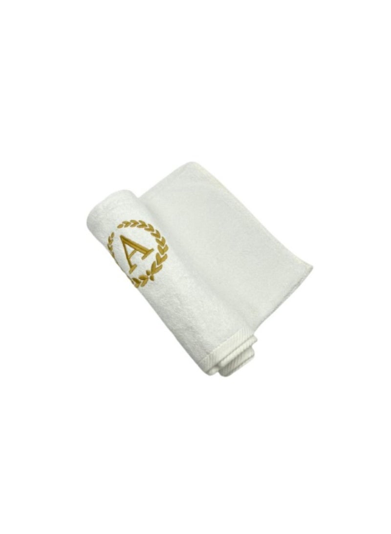 BYFT Embroidered For You (White) Luxury Monogrammed Bath Towel (70 x 140 Cm-Set of 1) 100% cotton, Highly Absorbent and Quick dry Bath Linen-600 Gsm (Golden Letter A) - Image 4