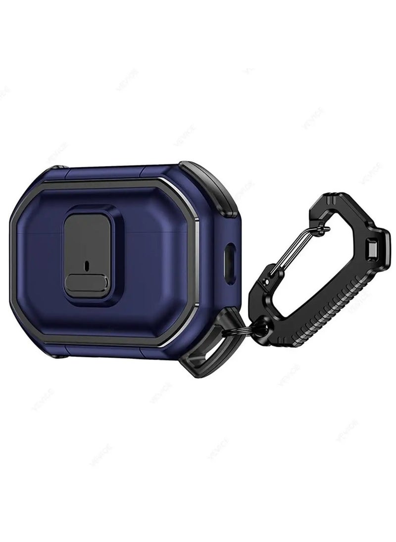 Generic - Case for Airpods Pro 2nd Generation Case Lock with Keychain Lanyard Rugged Military Armor Protective Cover for Men Women,Shockproof Cover (Blue) - Image 1
