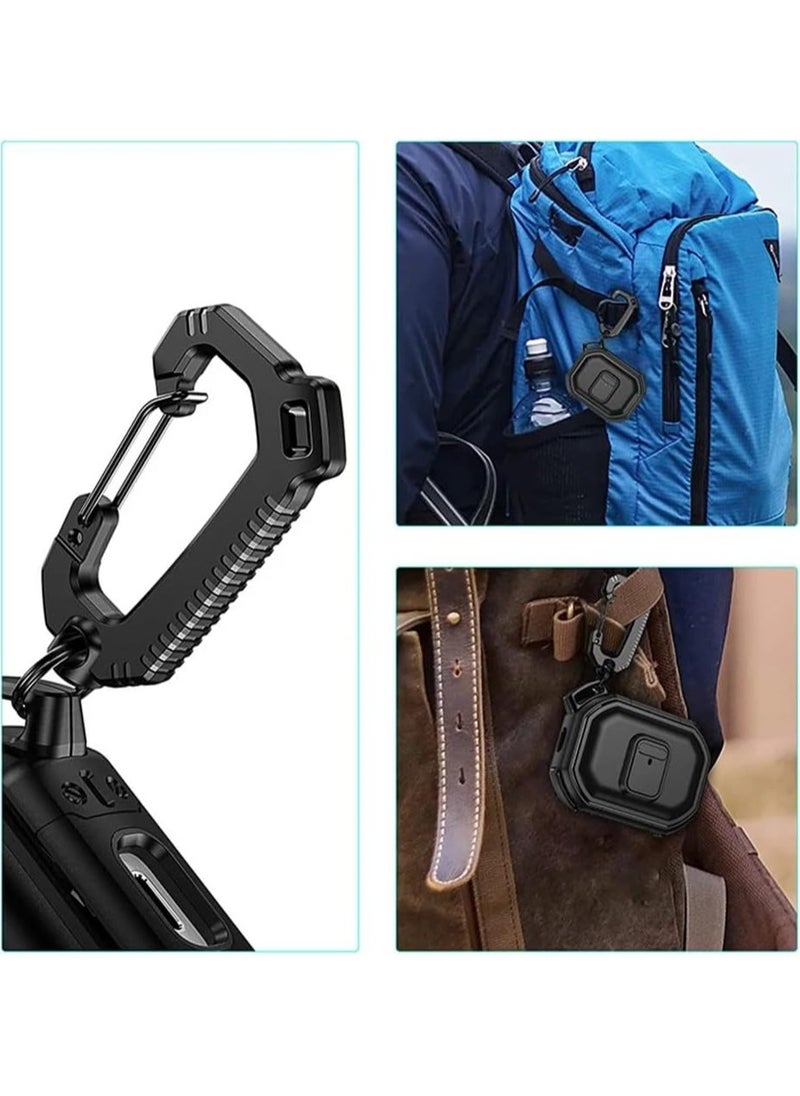 Generic - Case for Airpods Pro 2nd Generation Case Lock with Keychain Lanyard Rugged Military Armor Protective Cover for Men Women,Shockproof Cover (Blue) - Image 1