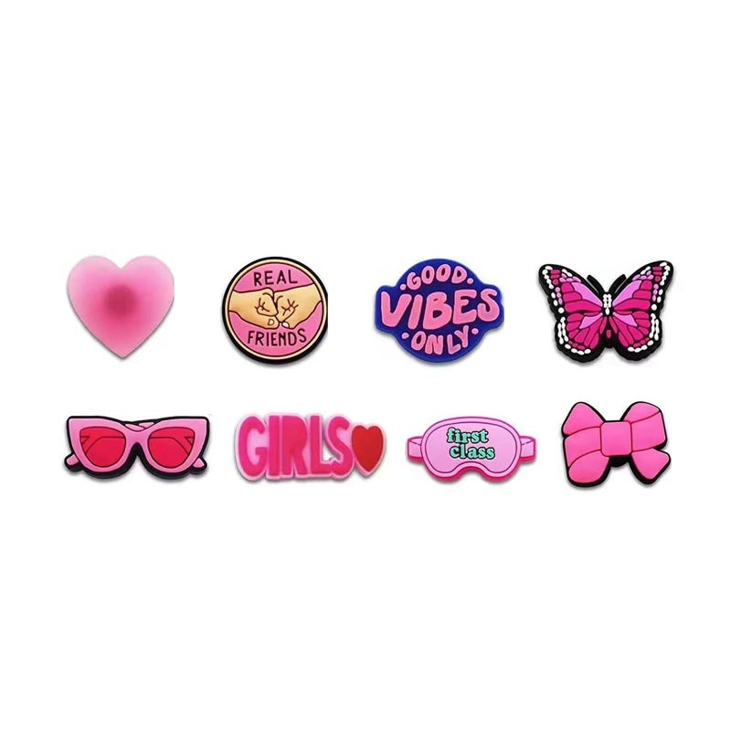 BOWNDY Pink Girls Charms for Clog & Sandals Shoe Decoration, Cute Girly Charm, Bulk Charms - Image 2