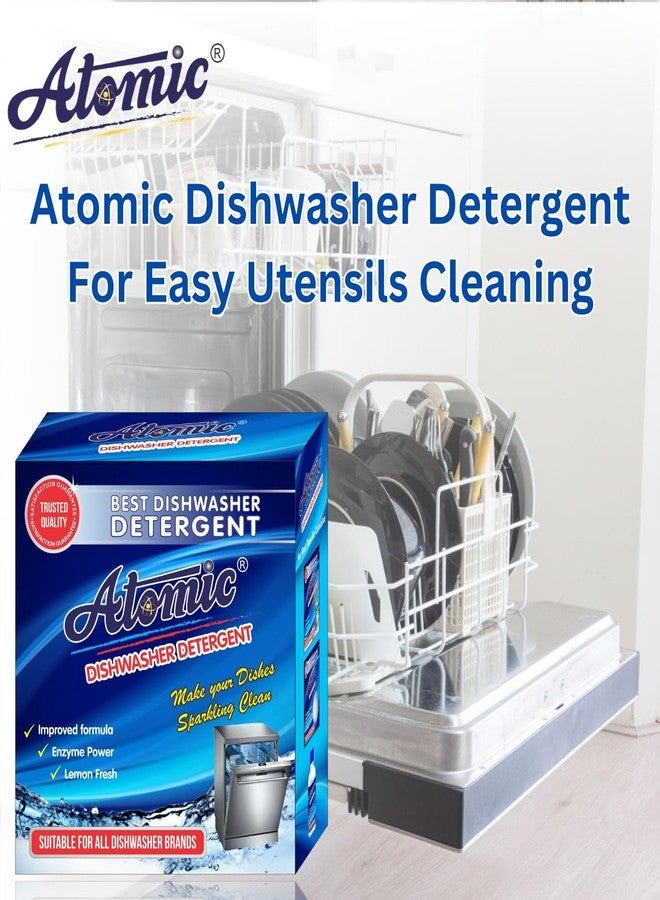Atomic Dishwasher Detergent Powder- 900GM, Pack of 2 + Rinse Aid 400ml For Shine & Dry Dishes Sparkling with Lemon Fresh - Image 2