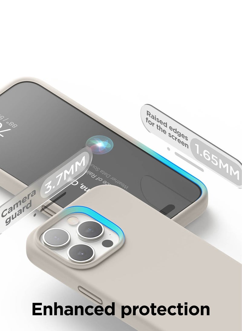 Elago Liquid Silicone for iPhone 15 Pro MAX Case Cover Full Body Protection, Shockproof, Slim, Anti-Scratch Soft Microfiber Lining - Stone - Image 5