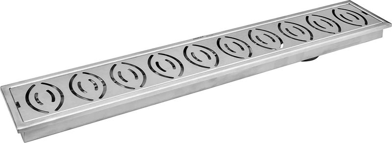 Primax 304 Grade Stainless Steel Long Shower DrainFloor TrapJali Removeble GrateLid for Bathroom and Kitchen 10 x 45 cm Matt D418Lotus - Image 3