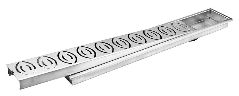 Primax 304 Grade Stainless Steel Long Shower DrainFloor TrapJali Removeble GrateLid for Bathroom and Kitchen 10 x 45 cm Matt D418Lotus - Image 4