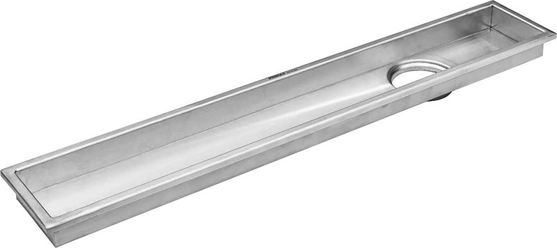 Primax 304 Grade Stainless Steel Long Shower DrainFloor TrapJali Removeble GrateLid for Bathroom and Kitchen 10 x 45 cm Matt D418Lotus - Image 5