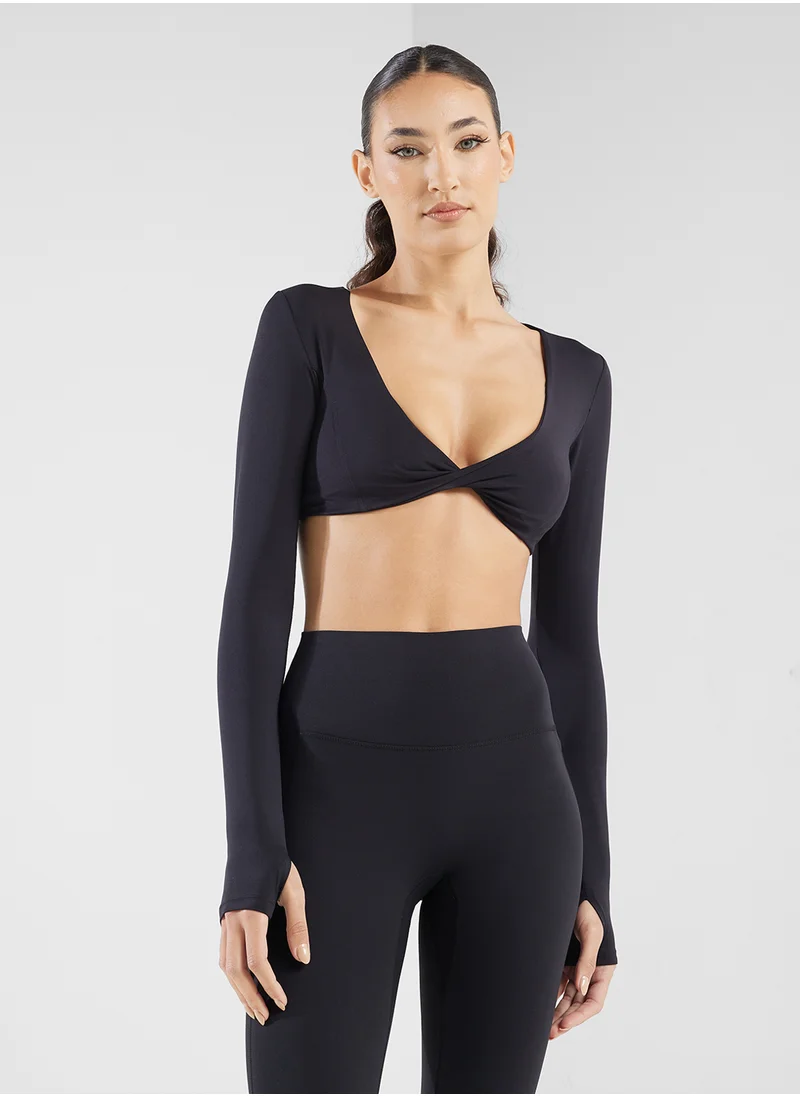 فورورد Plunge Neck Crop Top & High Rise Legging Set