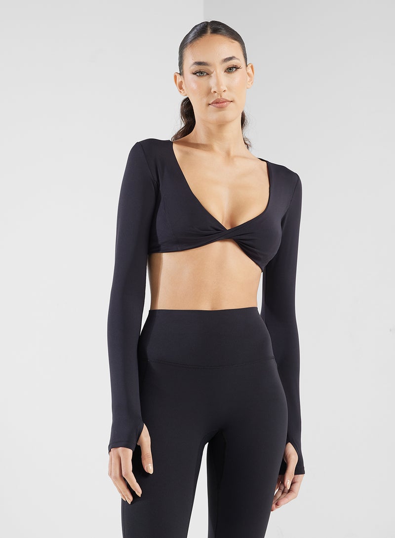 فورورد طقم بلوزة قصيرة بياقة واسعة وسروال ضيق بخصر مرتفع - Image 3