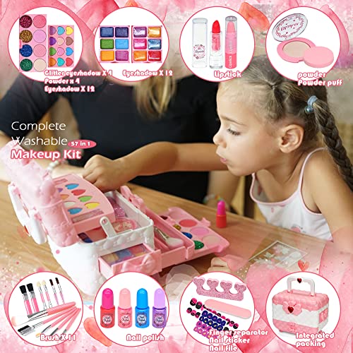 HERAPFANN Kids Makeup Sets for Girls Kids Makeup Sets for Girls 58 Maquillaje para Nias Play Make Up Kit Best Toys for Little GirlPrincess Toddler Kid Stuff Ages3456789 10 Year Old Girl Birthday Gifts - Image 5